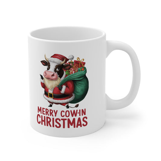 Funny Christmas Mug Merry Cow-in Christmas Cow right 