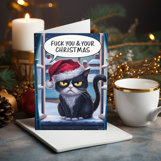 Funny Christmas Card Grumpy Cat Fuck You & Your Christmas