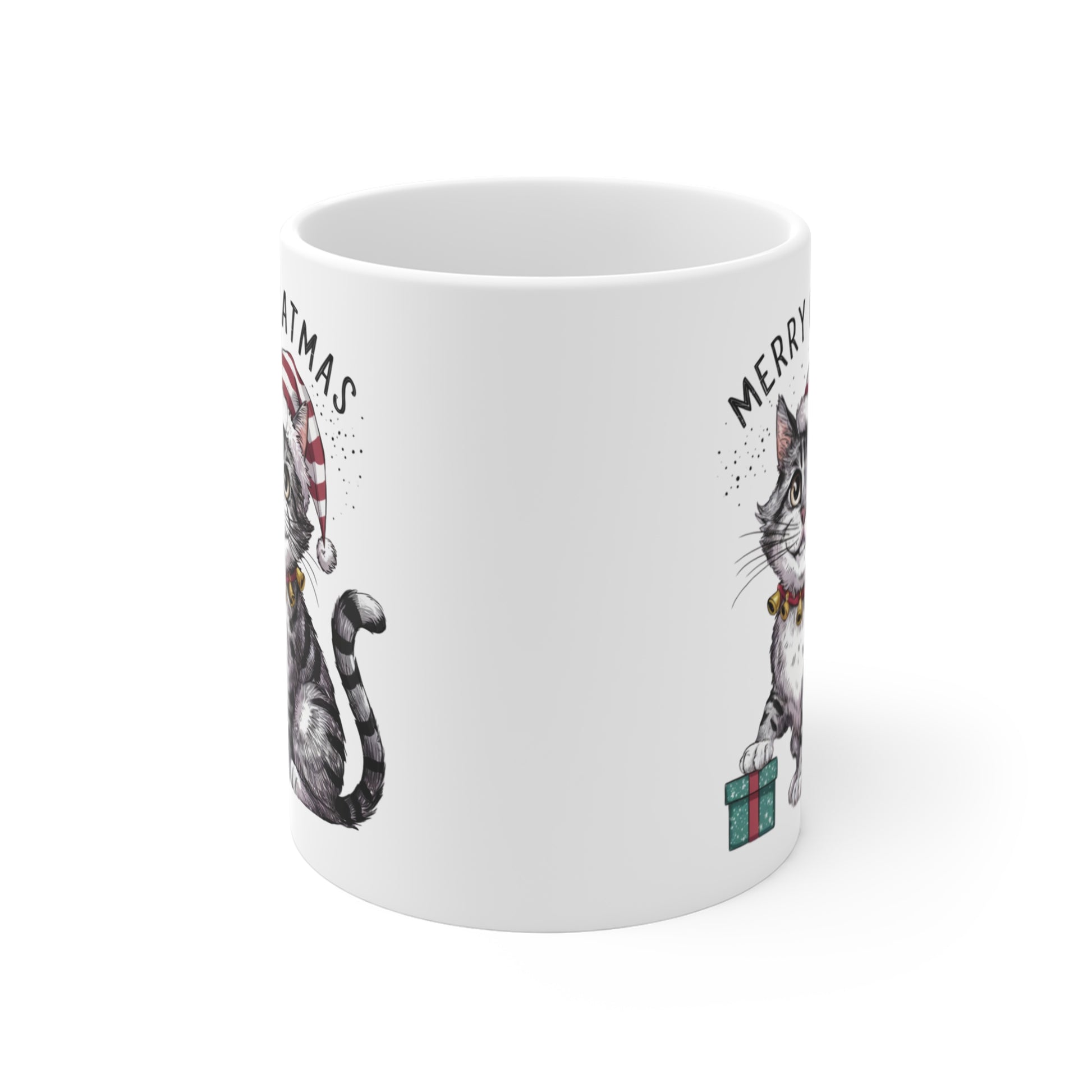 Funny Cute Cat Christmas Mug Merry Catmas front