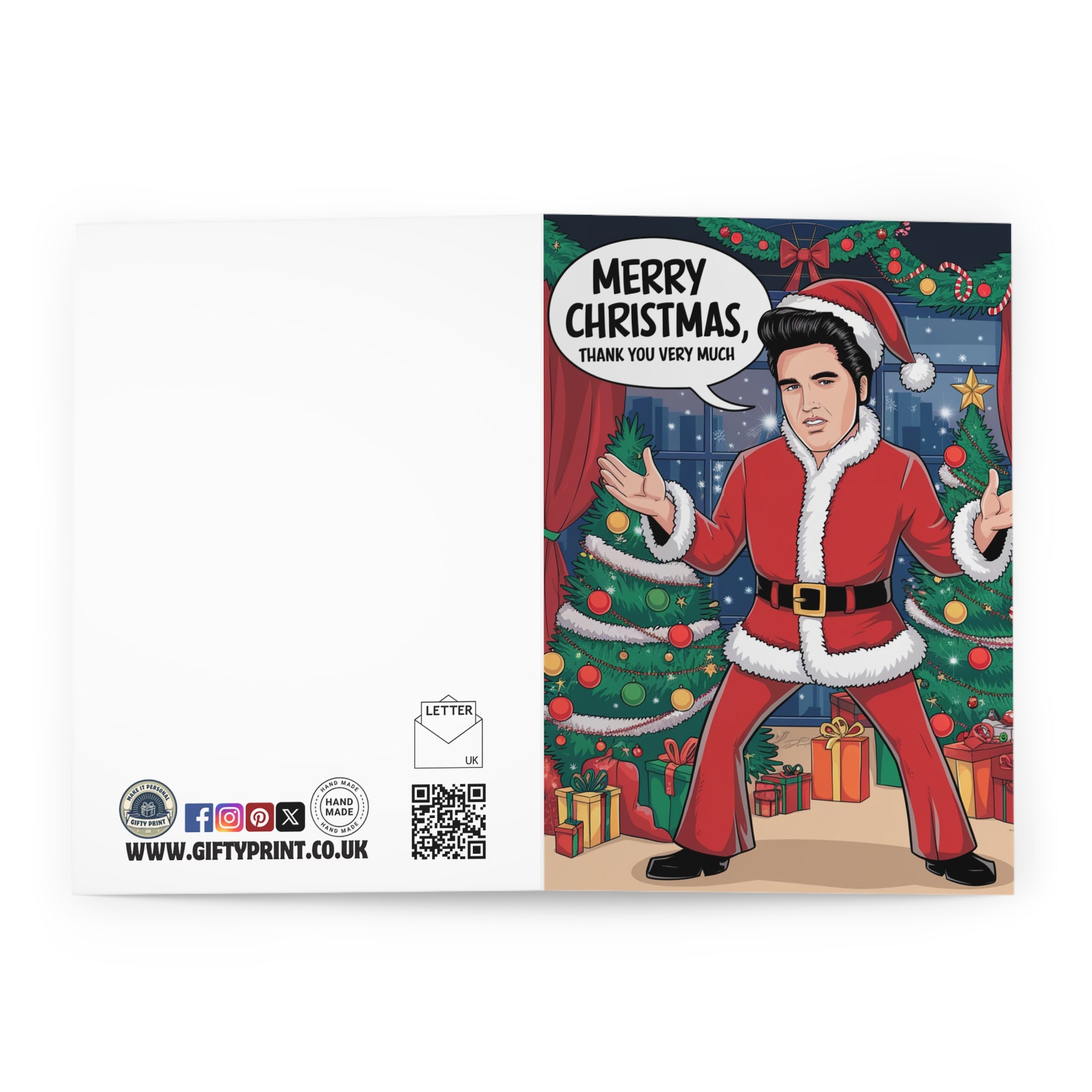 Funny Elvis Christmas Card Merry Christmas Thank You Very Much open