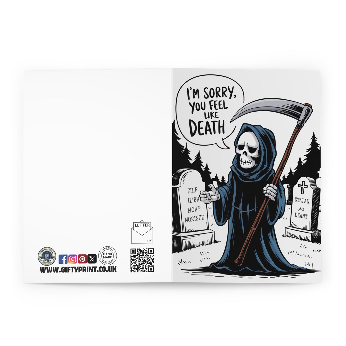 Funny Get Well Soon Card I'm Sorry You Feel Like Death open