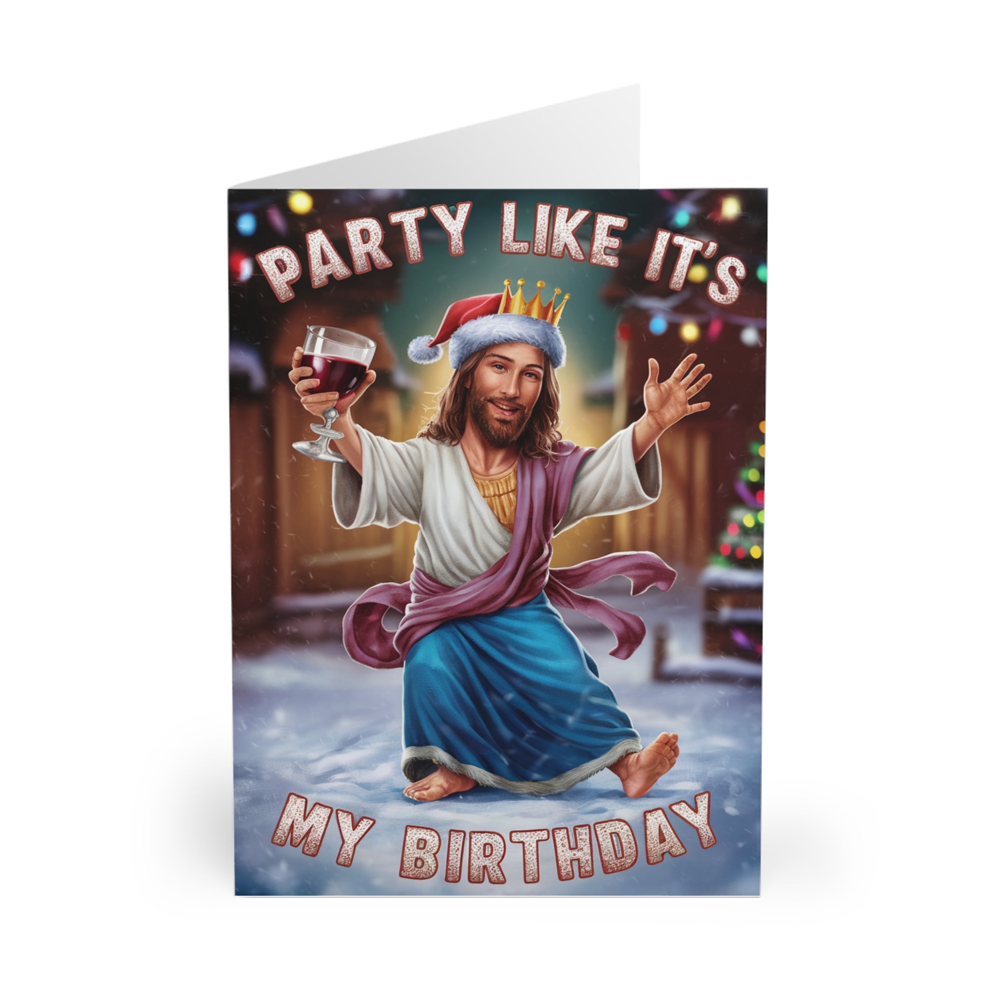 Front Funny Jesus Christmas Card Party Like It's My Birthday