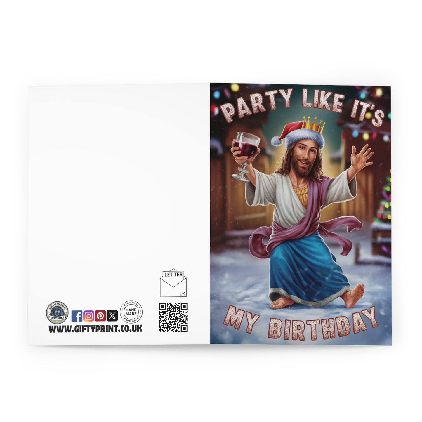 Open Funny Jesus Christmas Card Party Like It's My Birthday