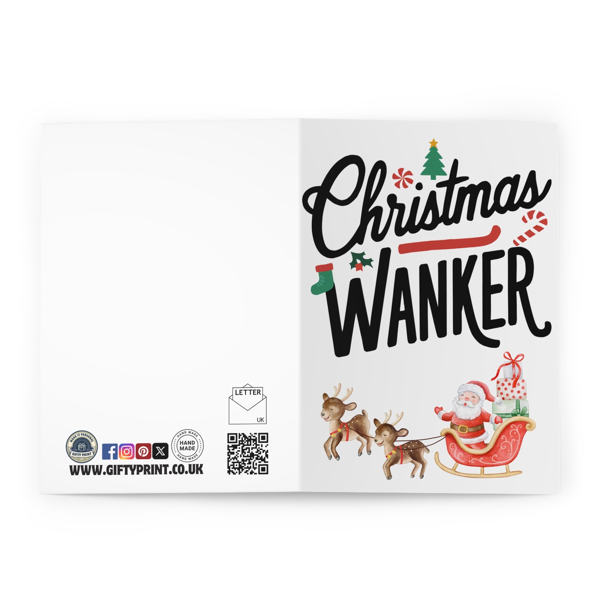 Funny Rude Christmas  Card Christmas Wanker open 