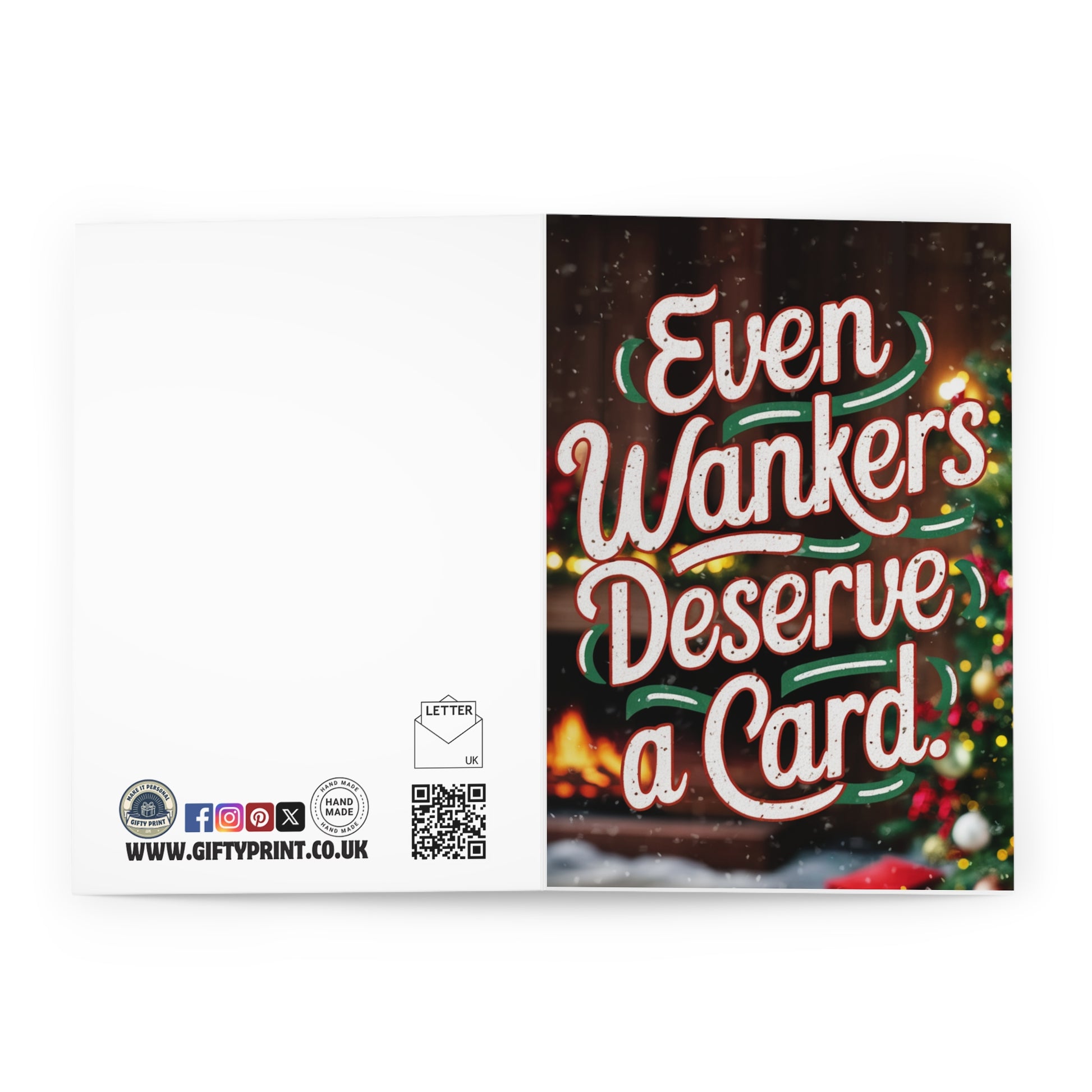 Funny Rude Christmas Card Even Wankers Deserve A Card open