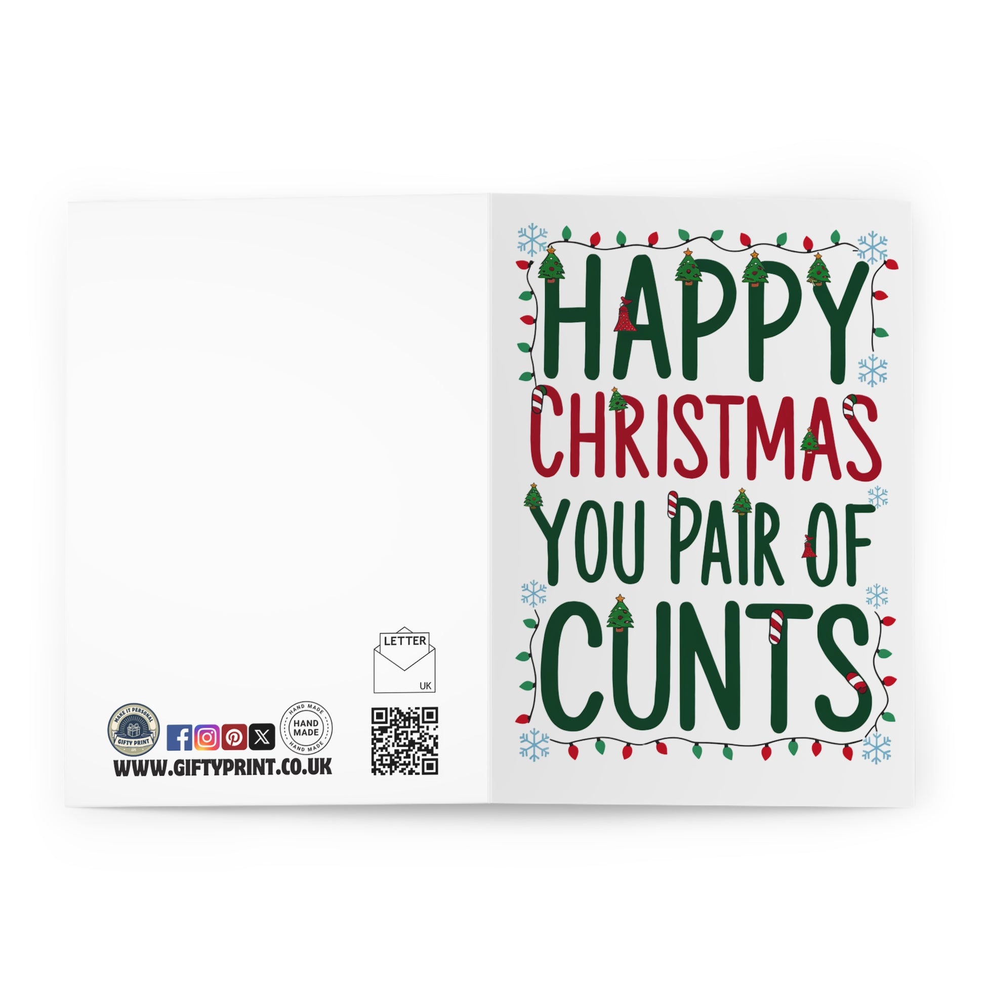 Open Funny Rude Christmas Card Happy Christmas You Pair Of Cunts