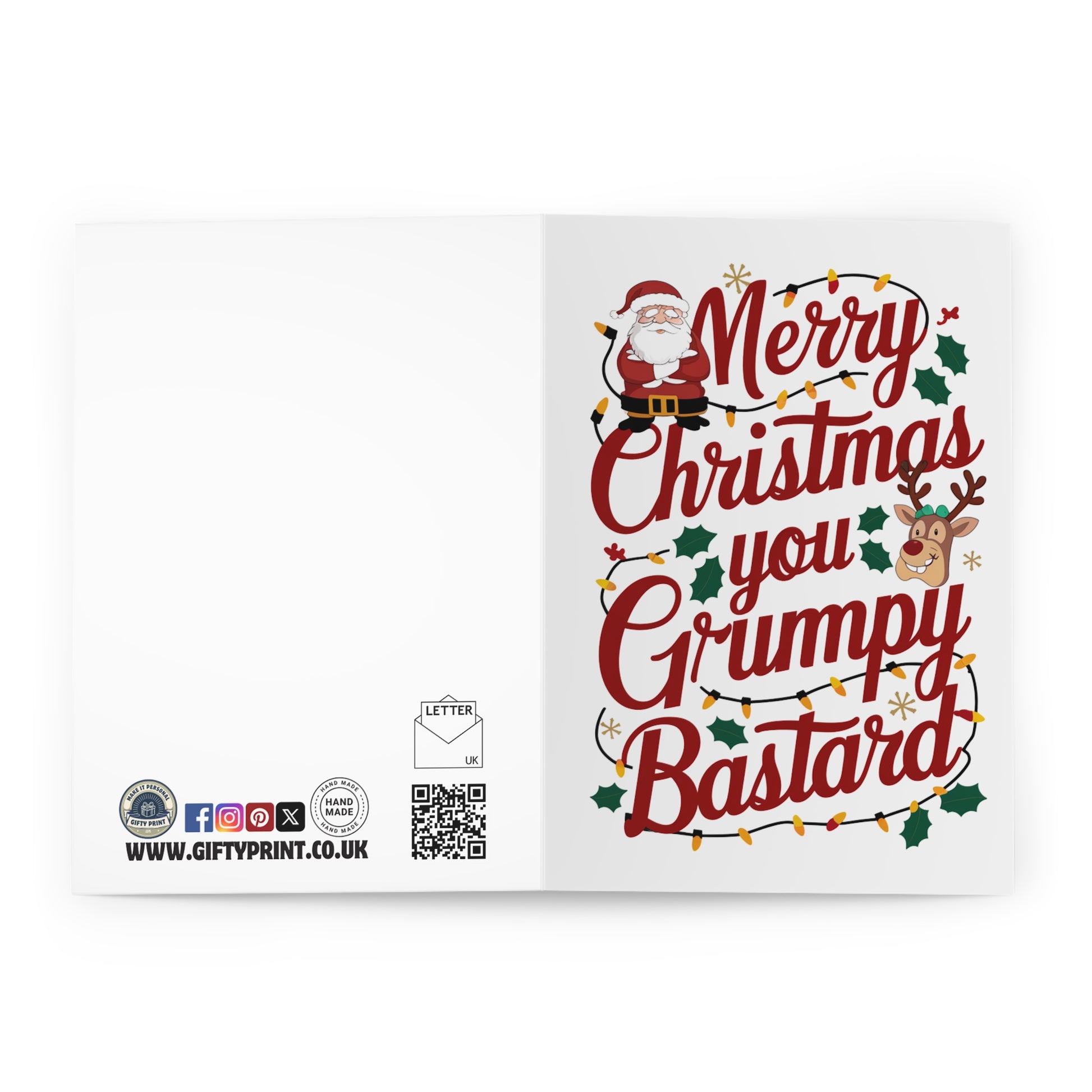 Open Funny Rude Christmas Card Merry Christmas You Grumpy Bastard