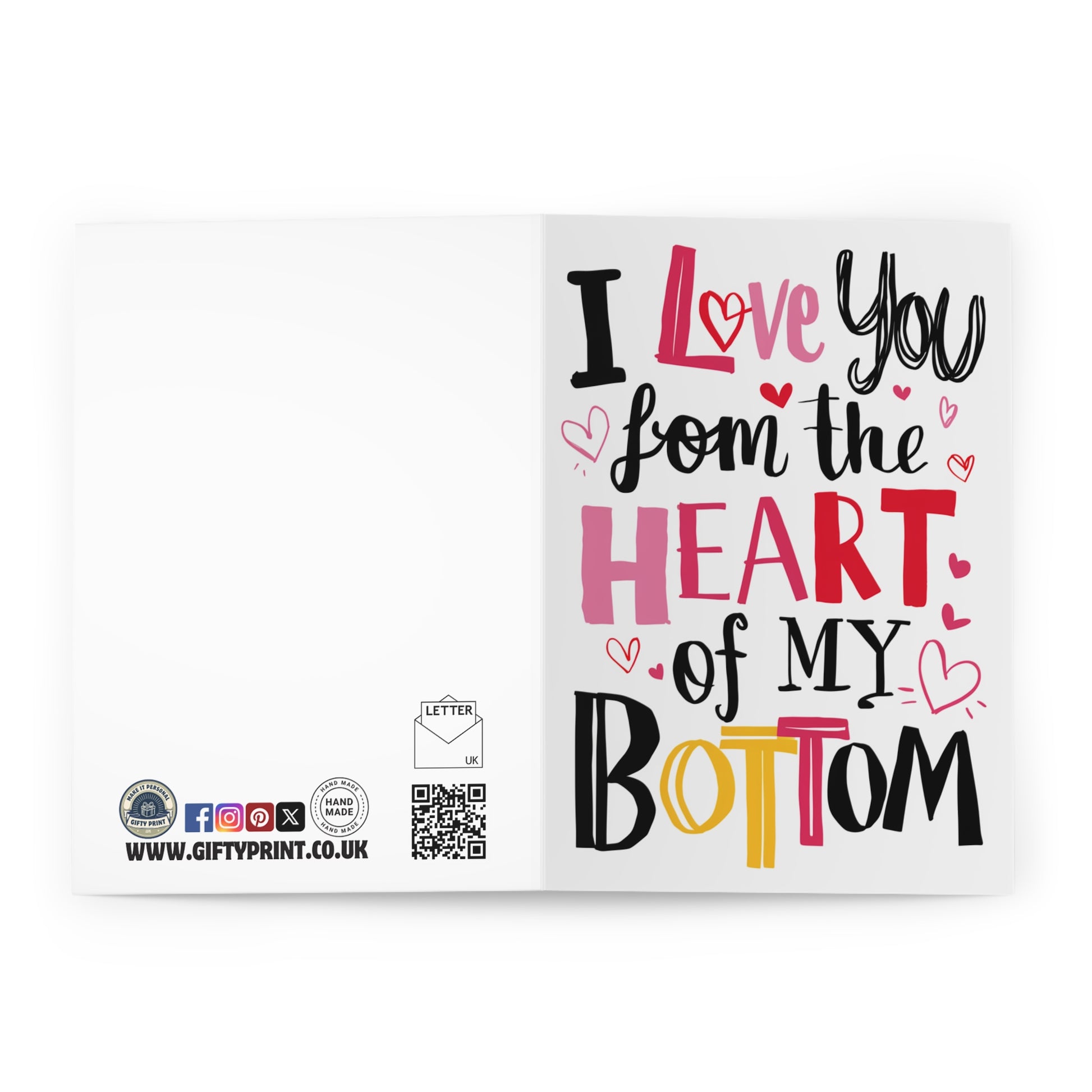 Funny Valentines Day Card I Love You From The Heart Of My Bottom  open