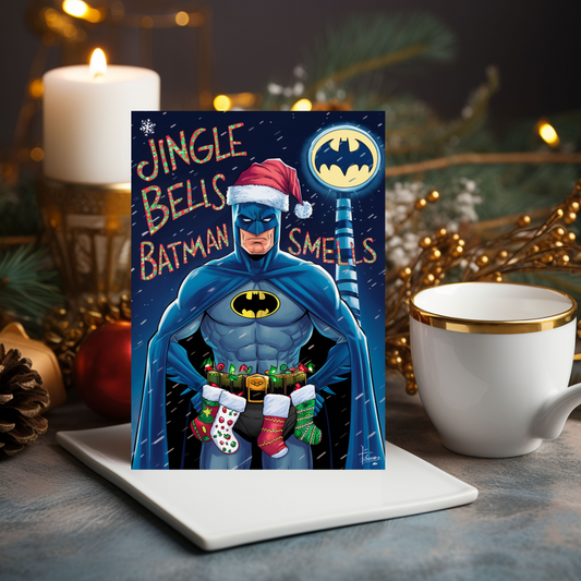 Christmas Card Jingle Bells Batman Smells