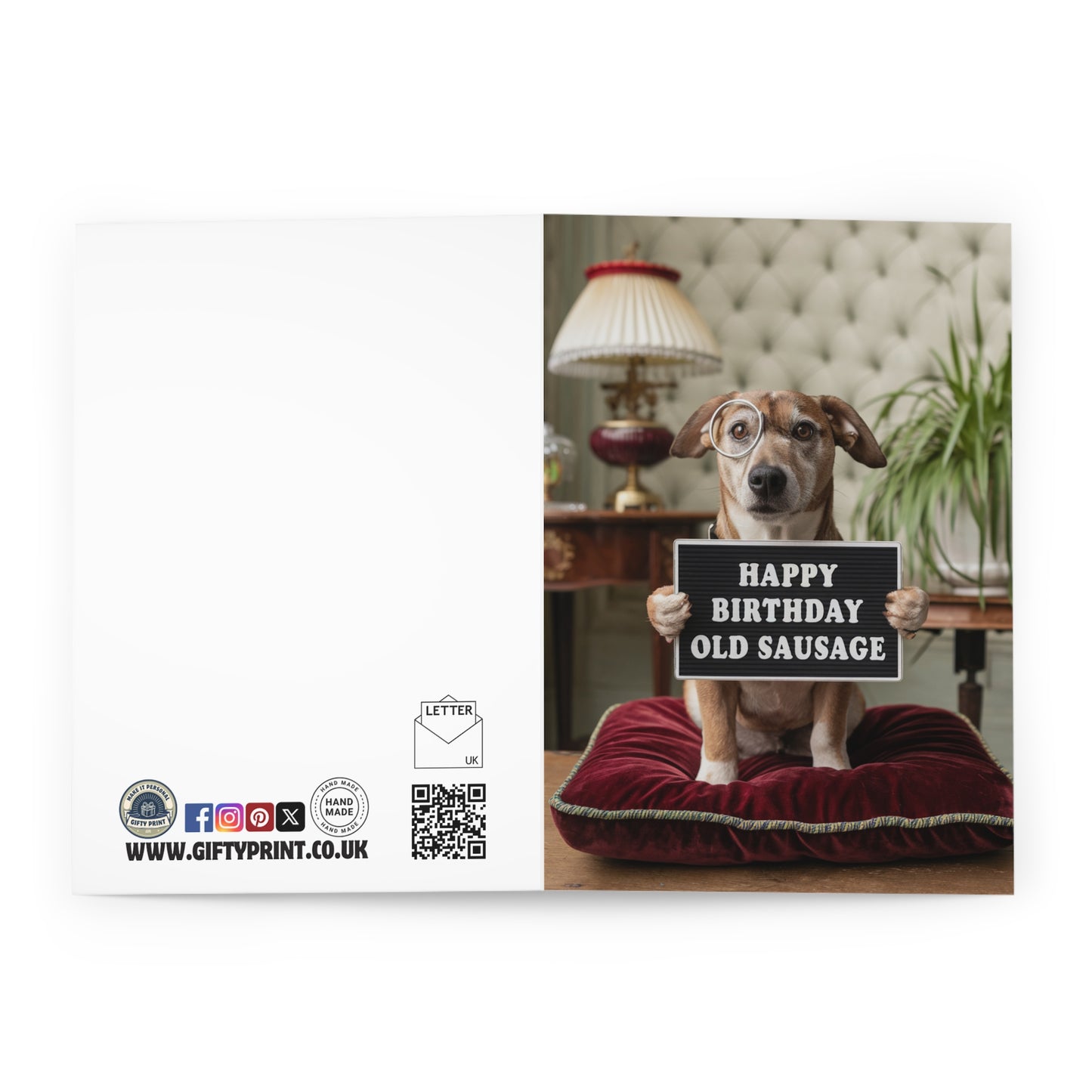 Funny birthday card happy birthday old sausage Dog front