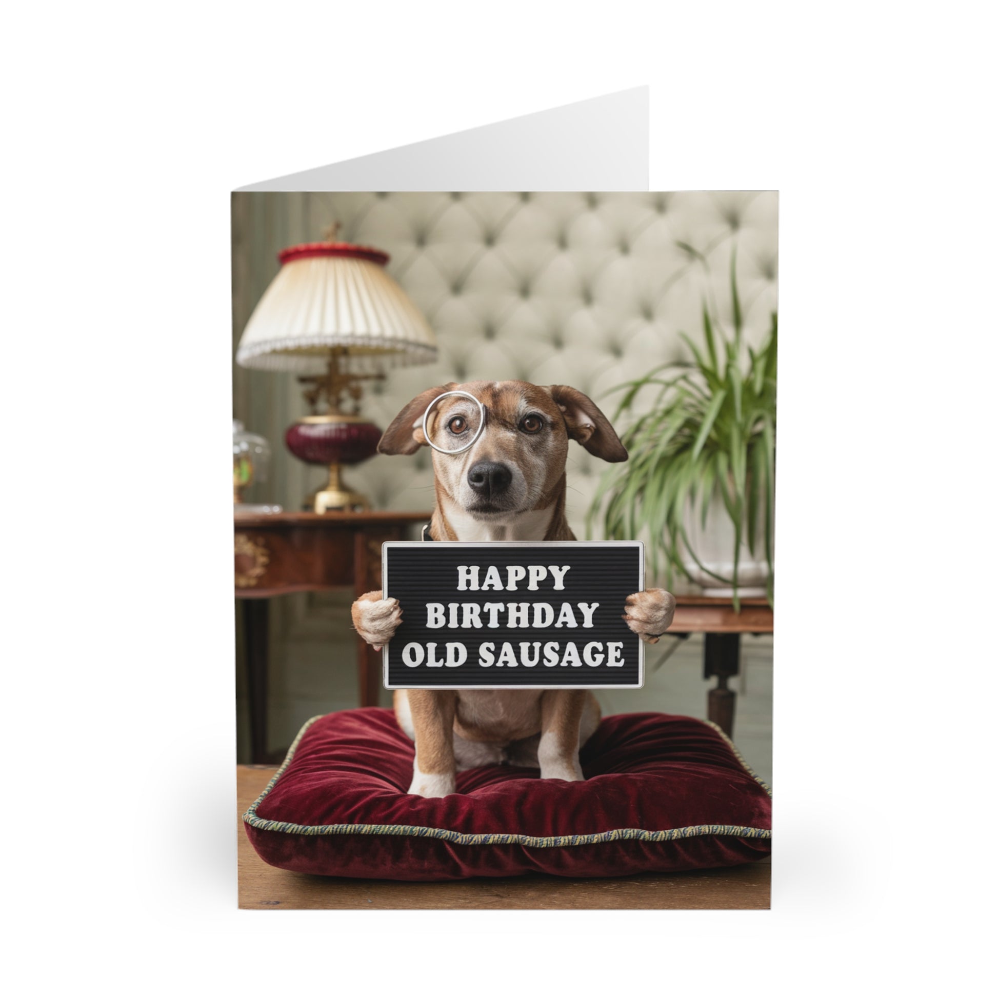 Funny birthday card happy birthday old sausage Dog open