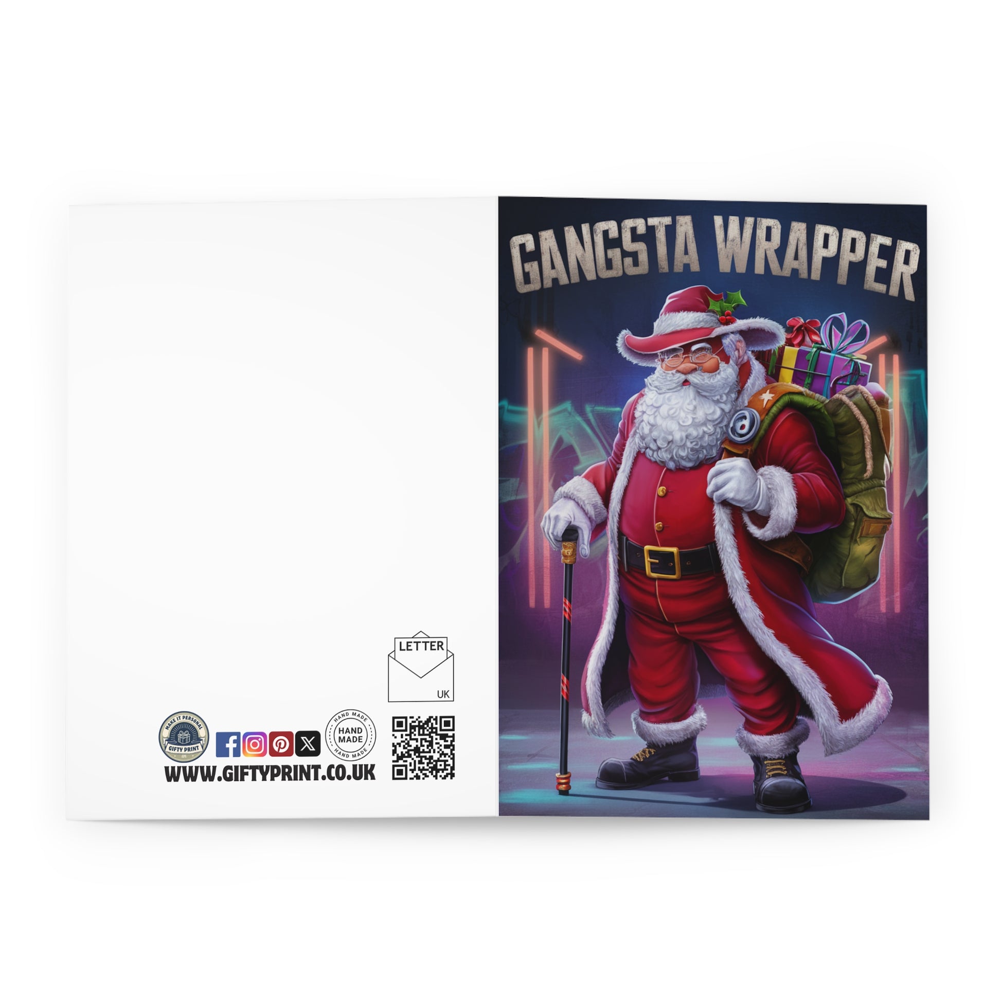 Gangsta Wrapper Funny Santa Christmas Card