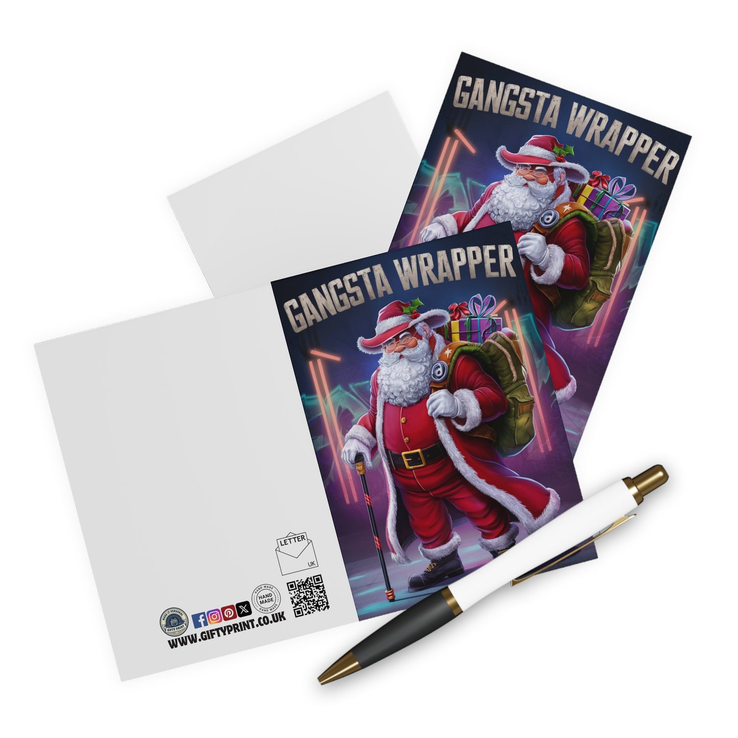 Gangsta Wrapper Funny Santa Christmas Card