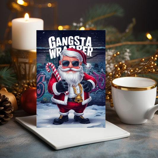 Gangsta Wrapper Funny Santa Christmas Card