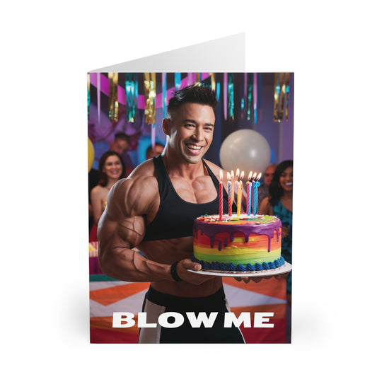 front Gay Birthday Card Happy Birthday Cake Blow Me