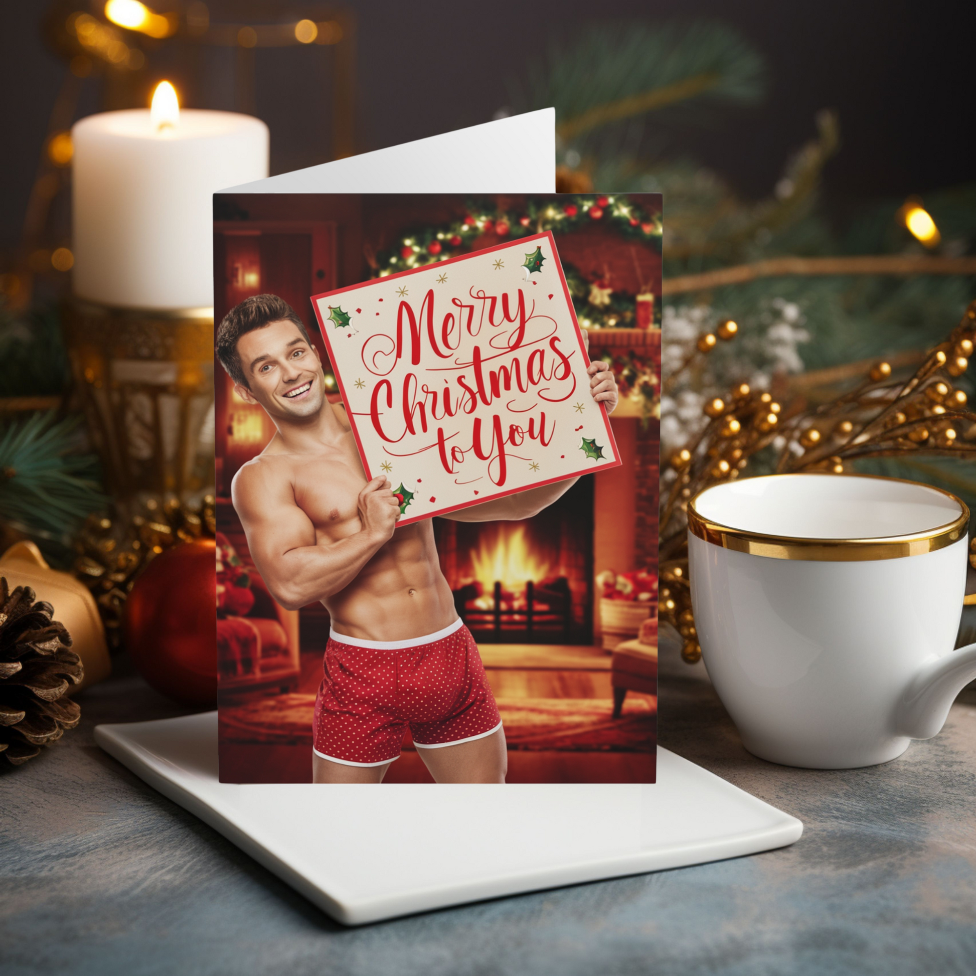 Gay Christmas Card Cute Guy Merry Christmas To You