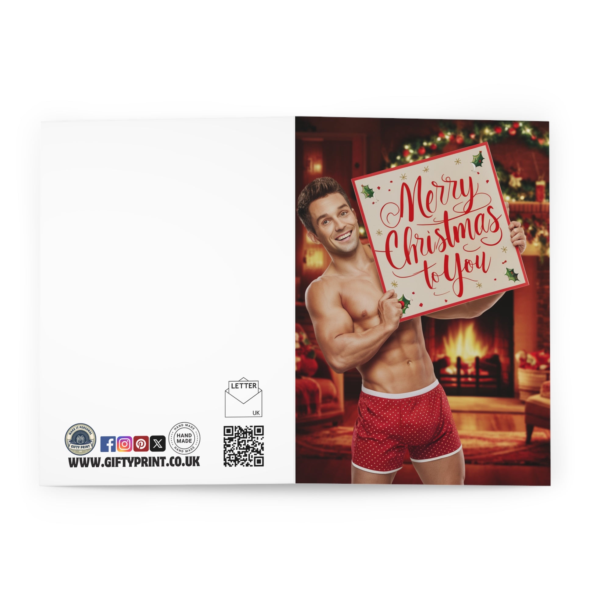 Gay Christmas Card Cute Guy Merry Christmas To You open