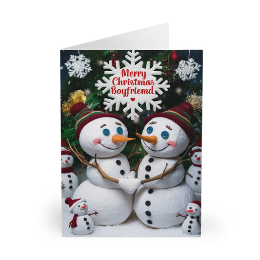 Front Gay Christmas Card Merry Christmas Boyfriend Snowmen Snow