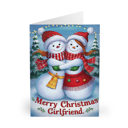 Front Gay Christmas Card Merry Christmas Girlfriend Snowwomen