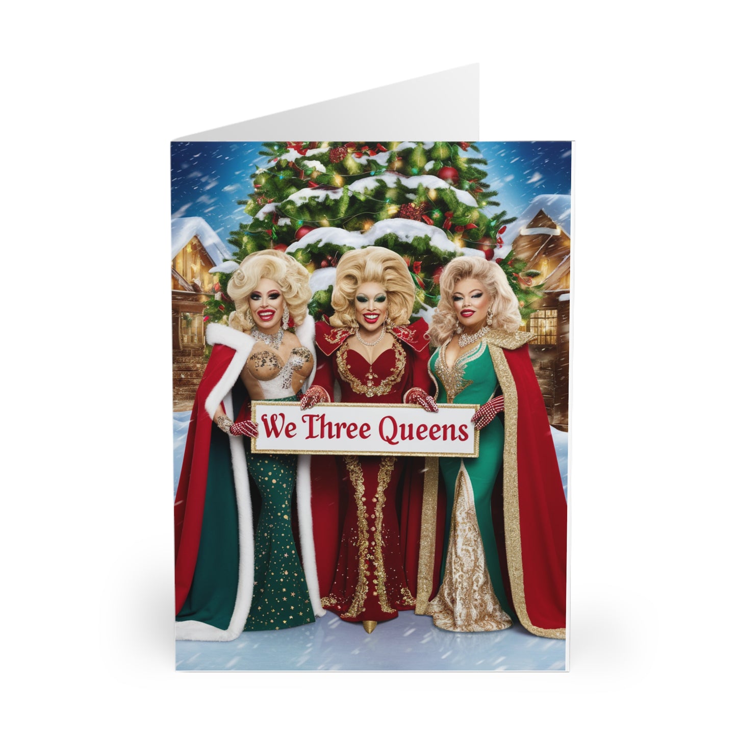 Front Gay Christmas Card We Three Queens 