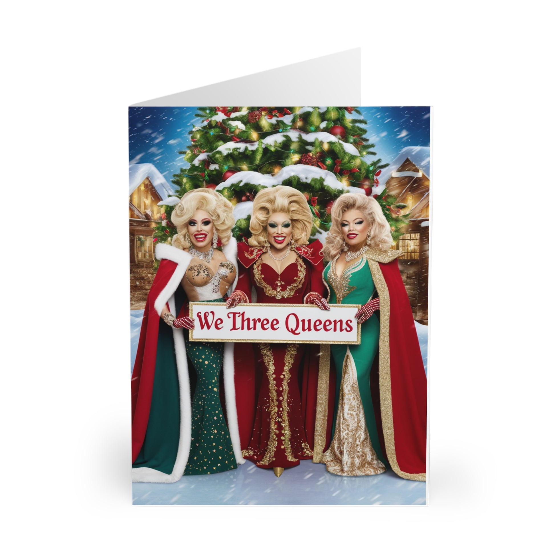 Front Gay Christmas Card We Three Queens 