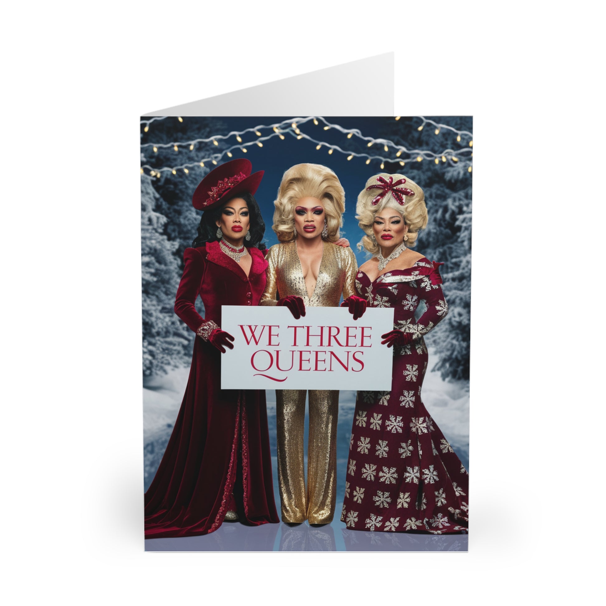 Front Gay Christmas Card We Three Drag Queens