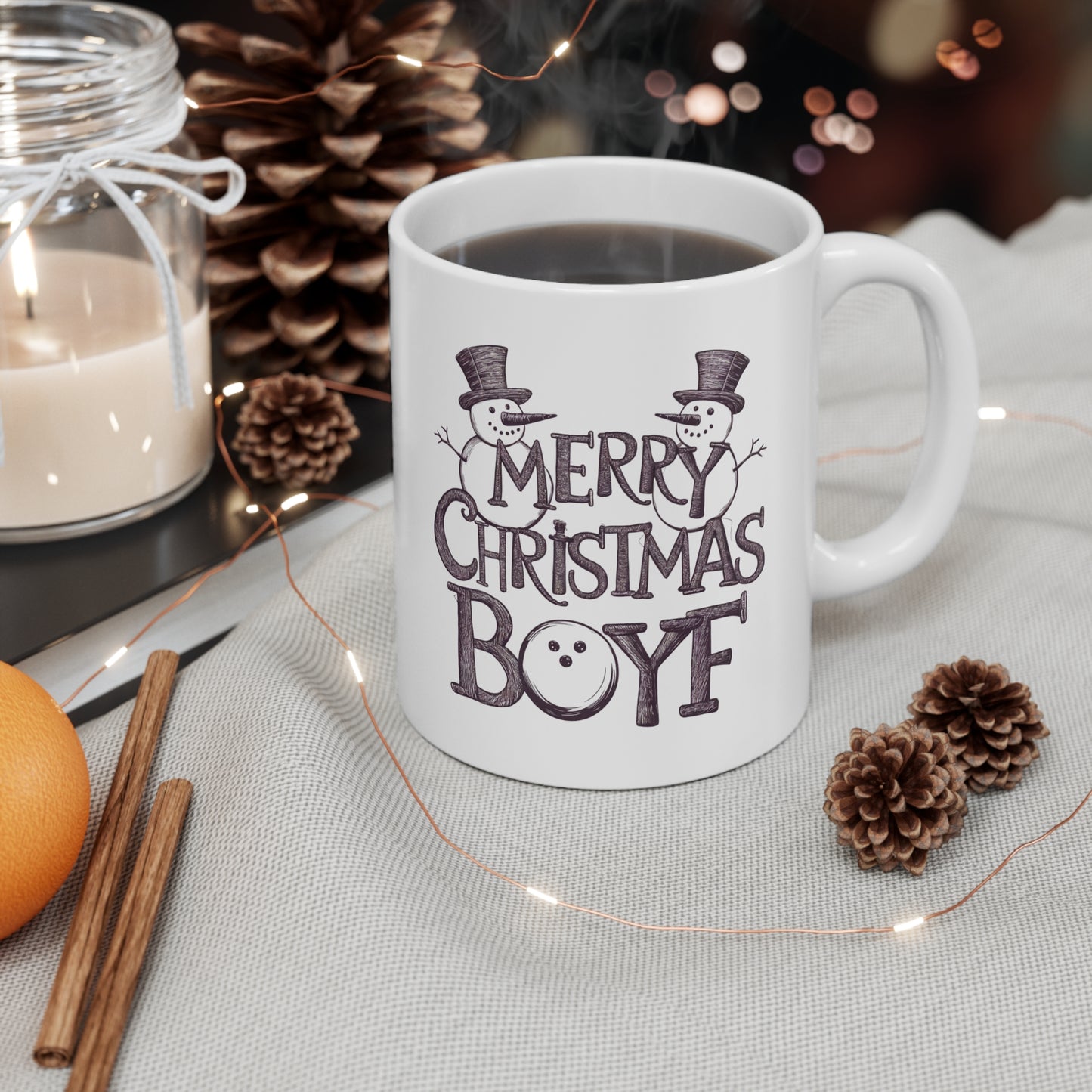 Gay Christmas Mug Merry Christmas Boyf Snowmen context 