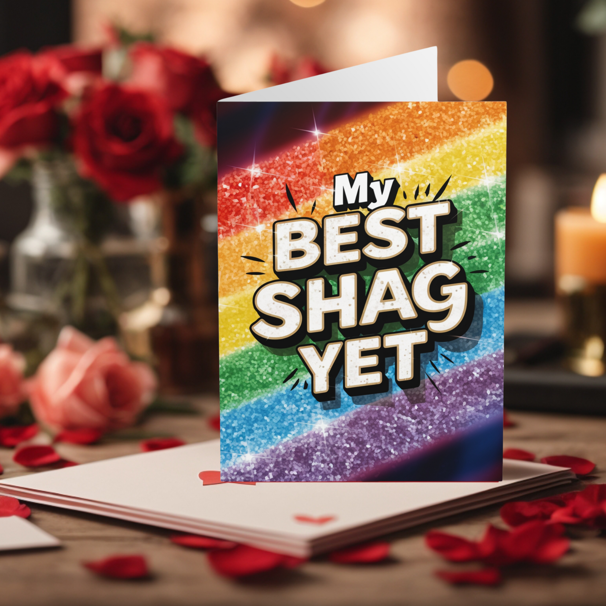 Gay Valentines Day Card My Best Shag Yet Rainbow