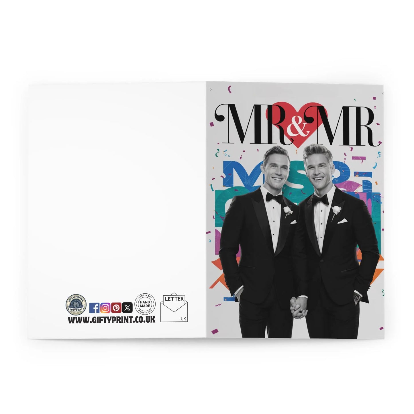 open view of Gay Wedding Card Mr & Mr Grooms