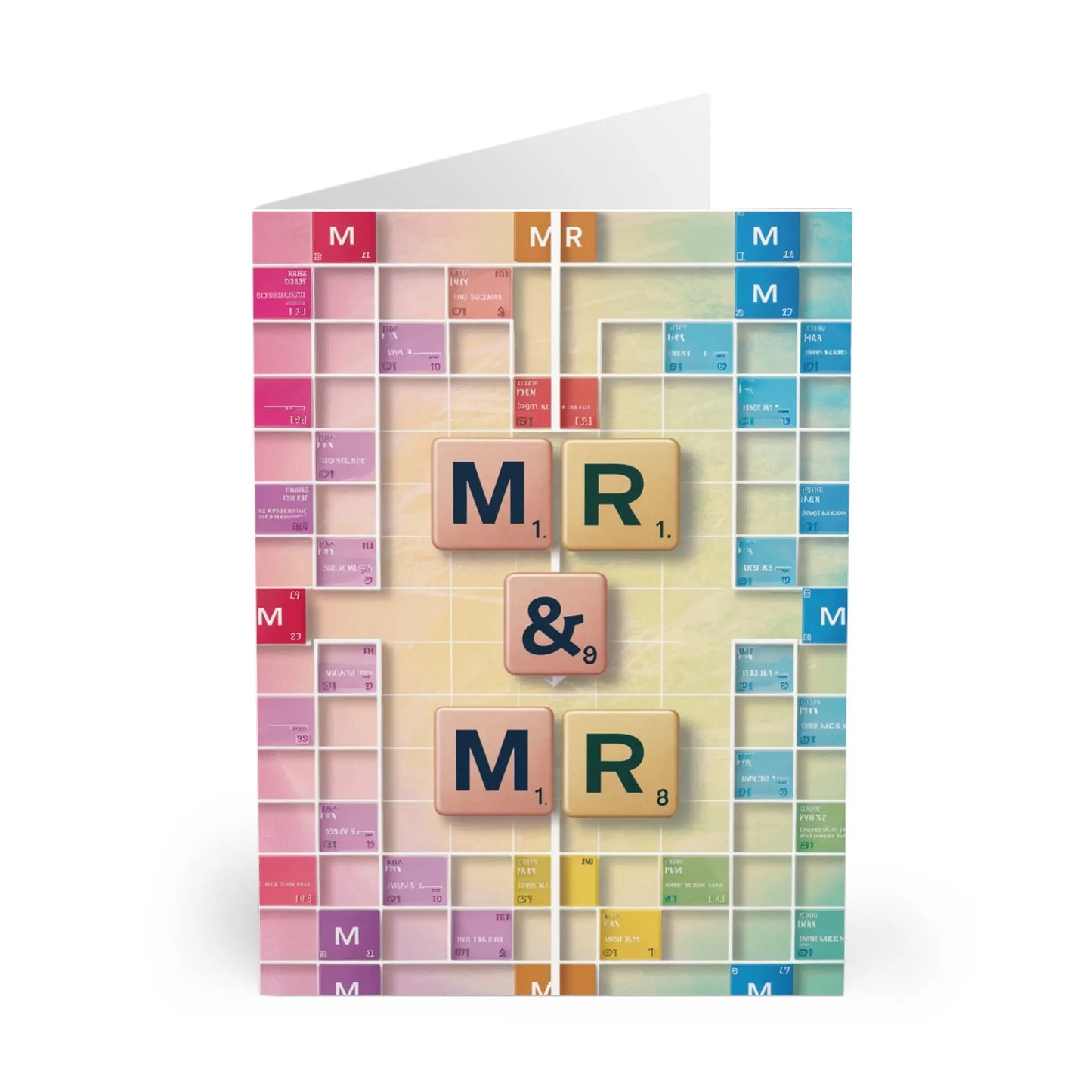 front of Gay Wedding Card Mr & Mr Scrabble Board