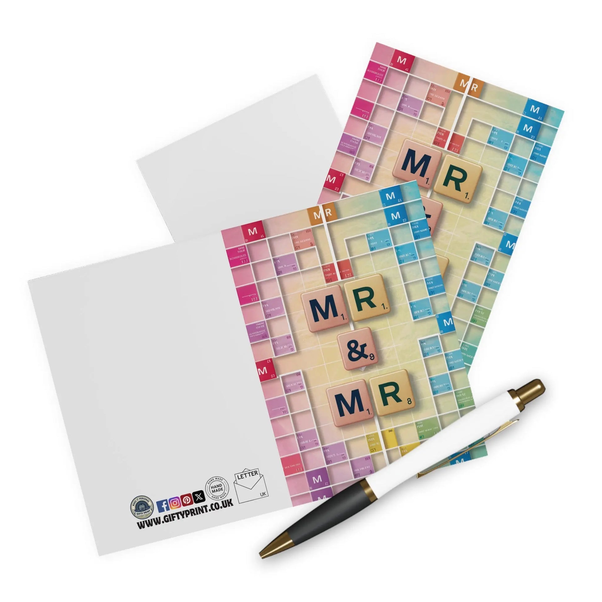 context view of Gay Wedding Card Mr & Mr Scrabble Board