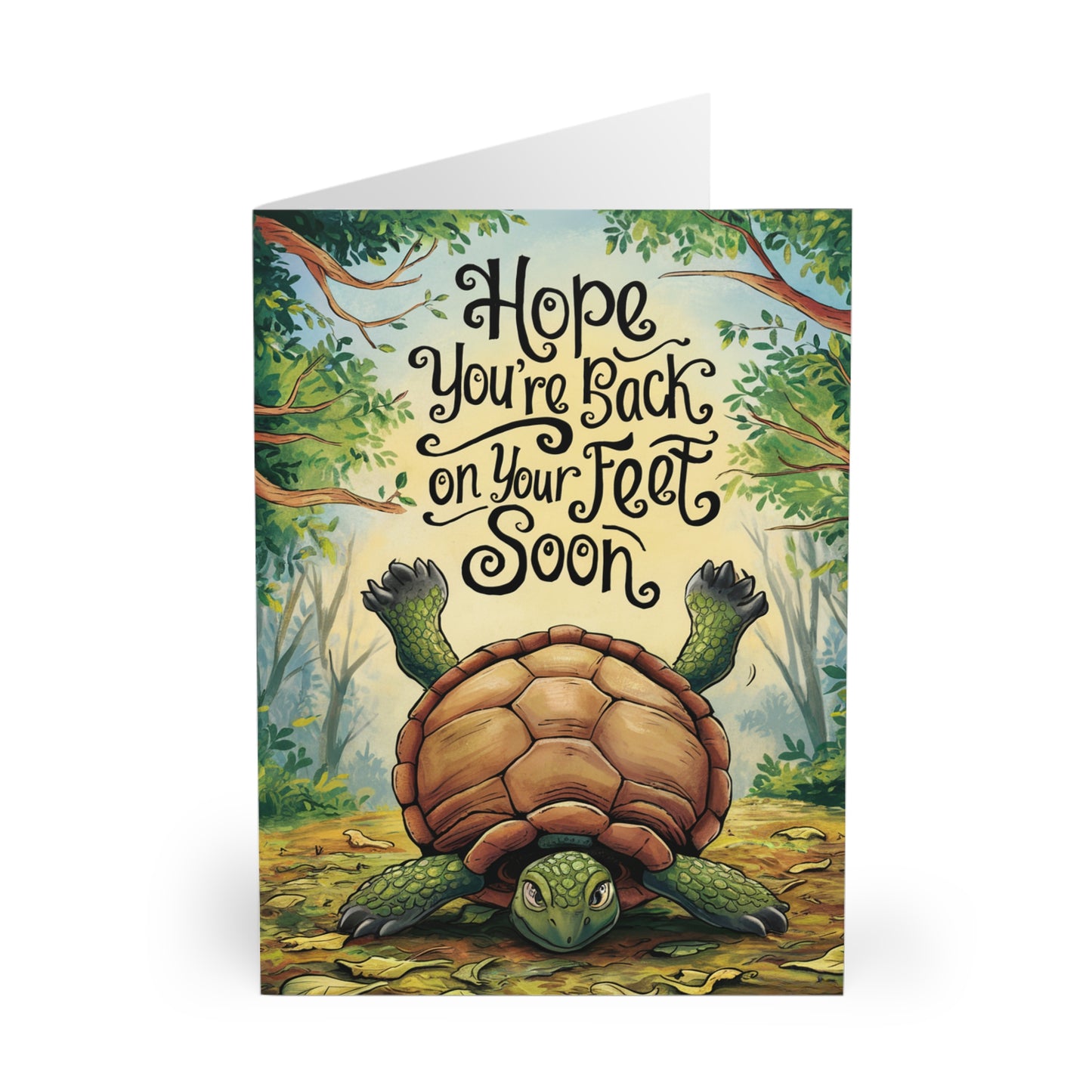 front Get Well Soon Card Upside Down Turtle Hope You Get Back On You're Feet Soon