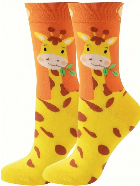 Cute Giraffe Socks Yellow & Orange Unisex