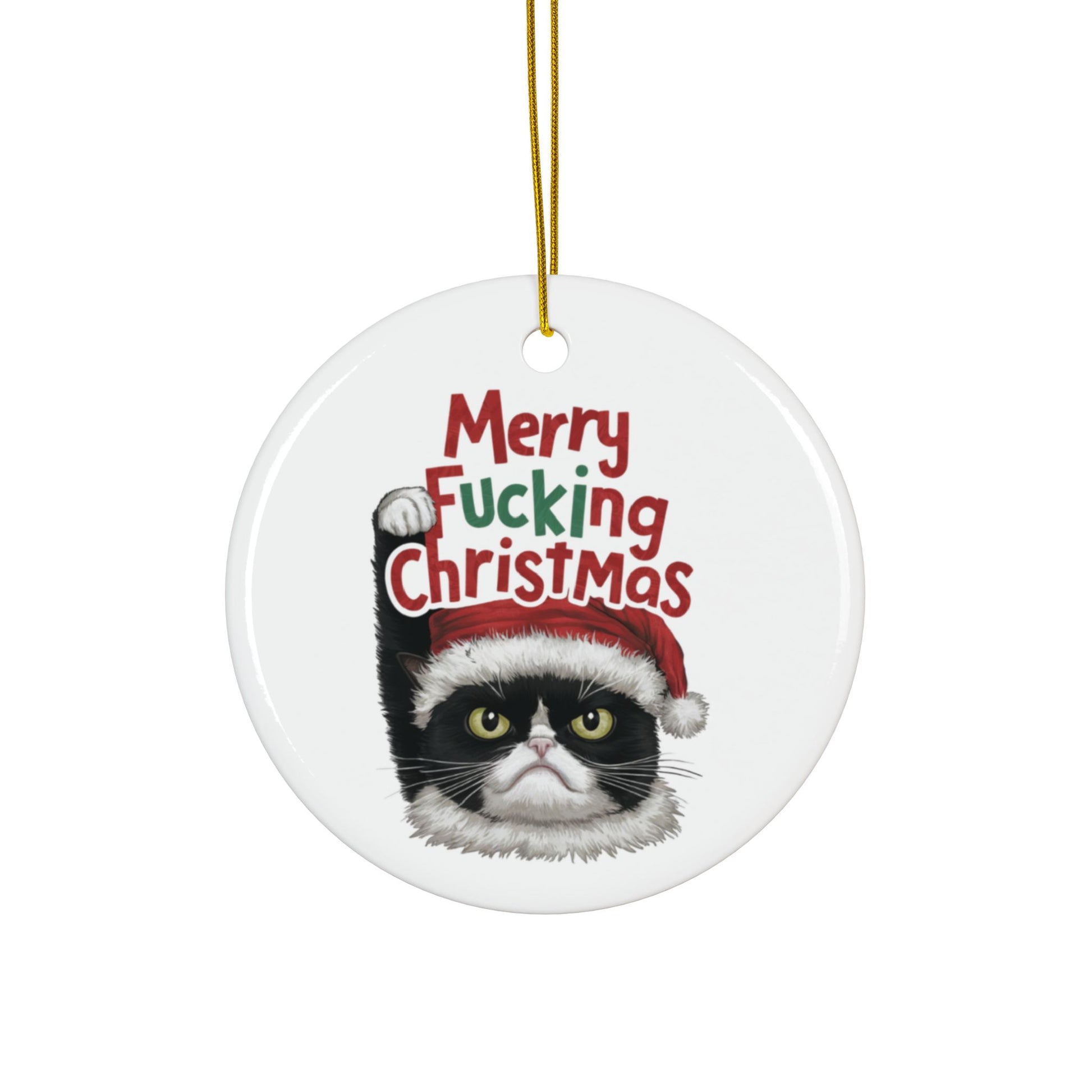 Grumpy Christmas Cat Merry Fucking Christmas Bauble 