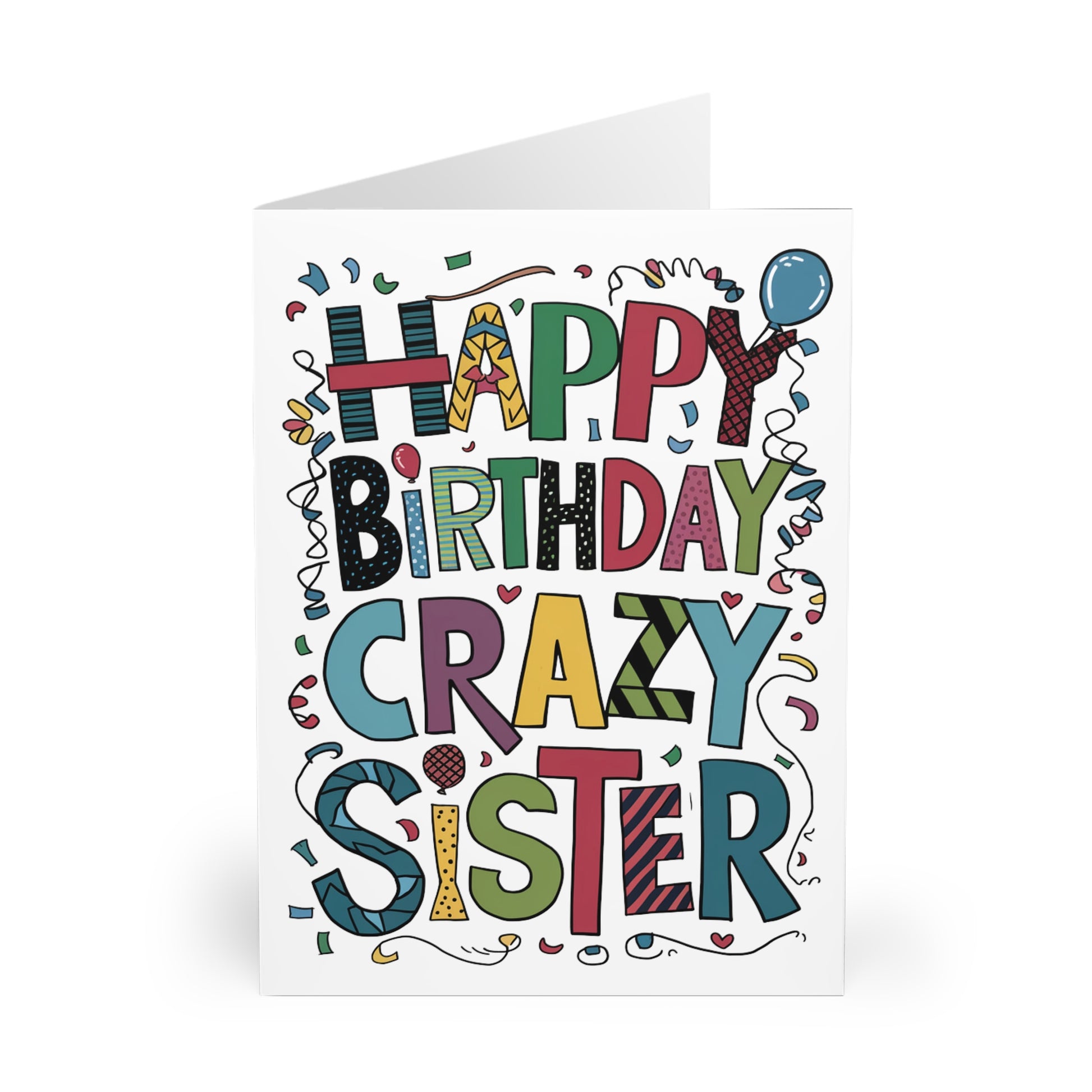 Front Happy Birthday Crazy Sister Colour Birthday Card