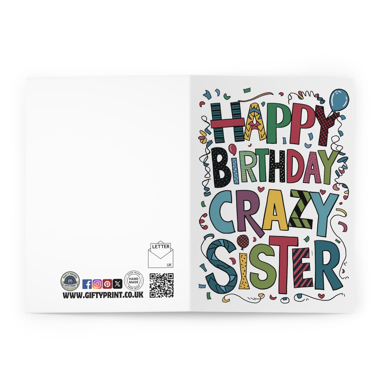 Open Happy Birthday Crazy Sister Colour Birthday Card