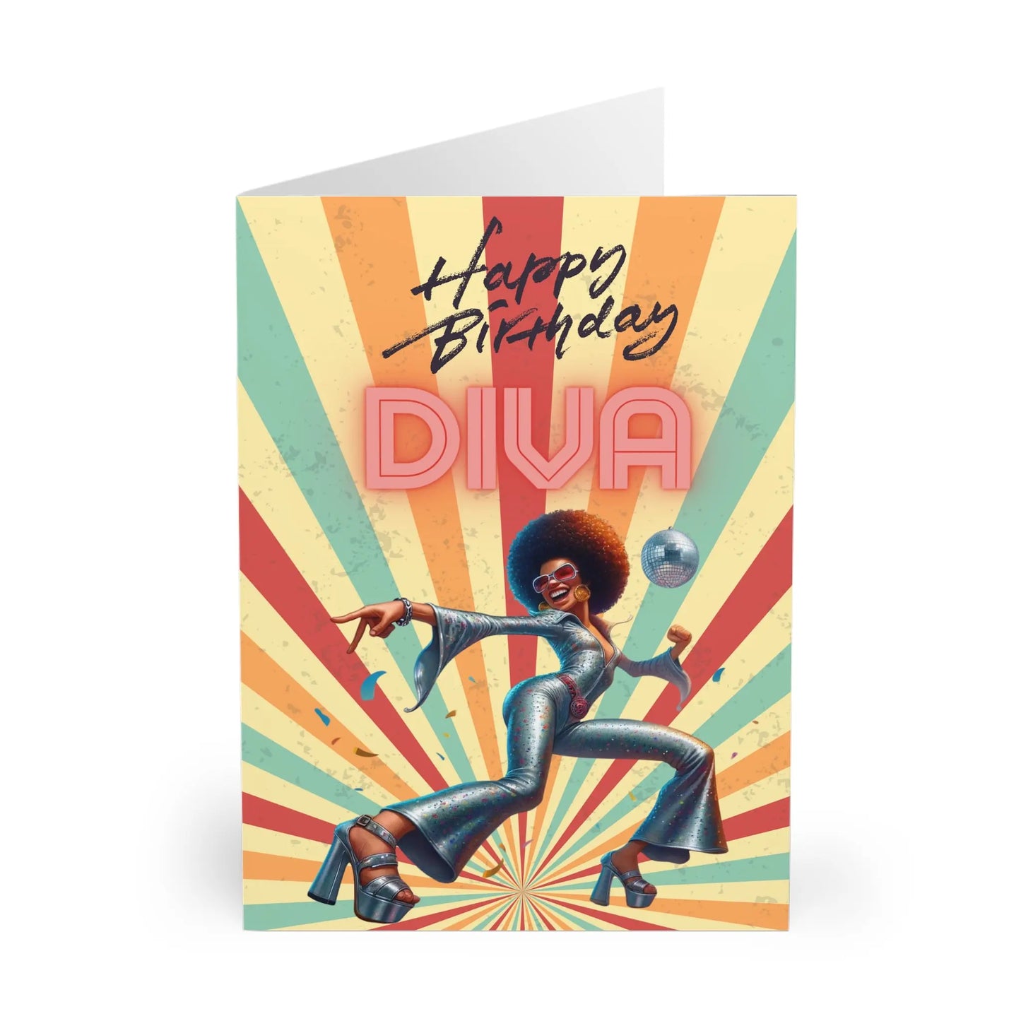 Close up View Of Happy Birthday Diva Birthday card