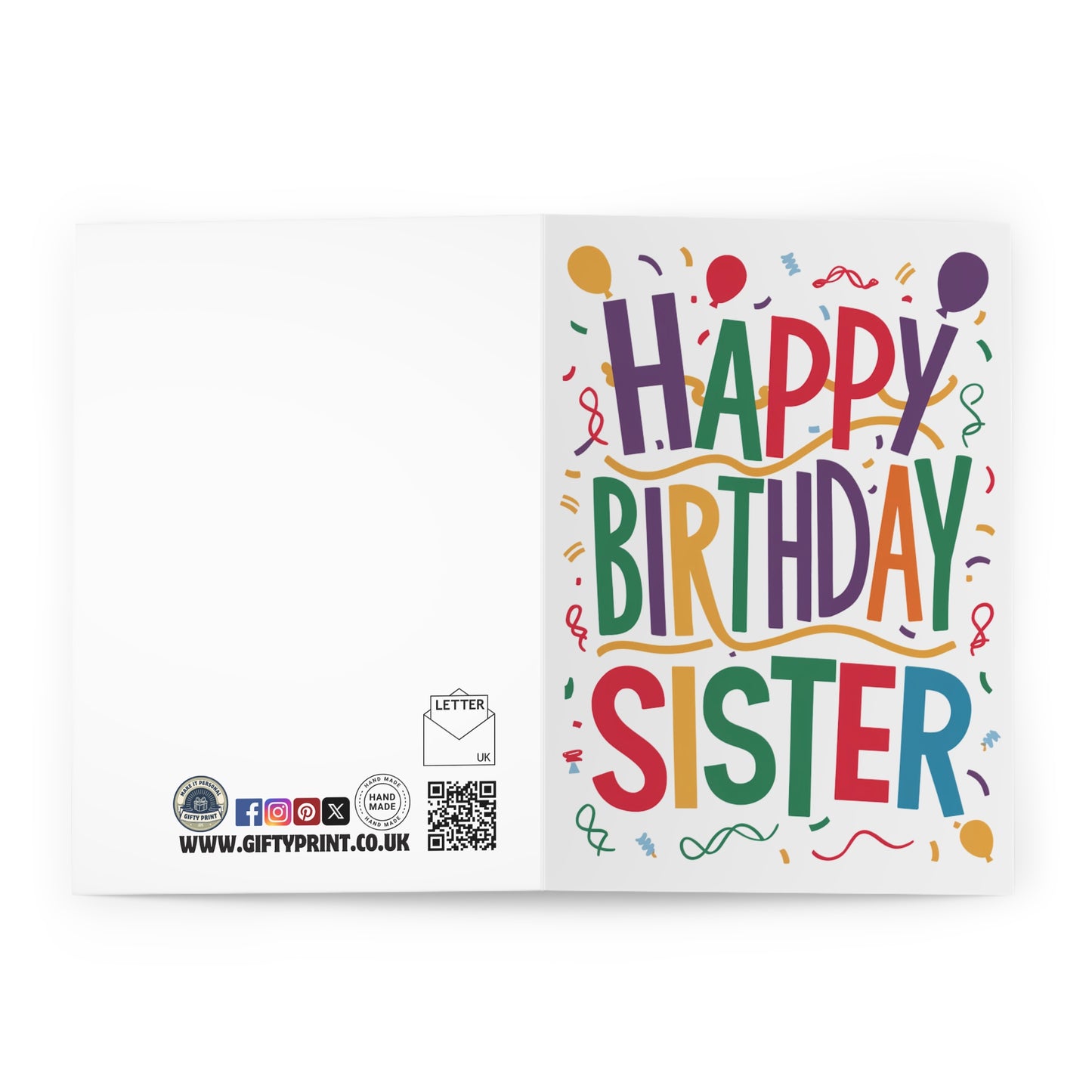 Open Happy Birthday Sister Multi colour Birthday Card