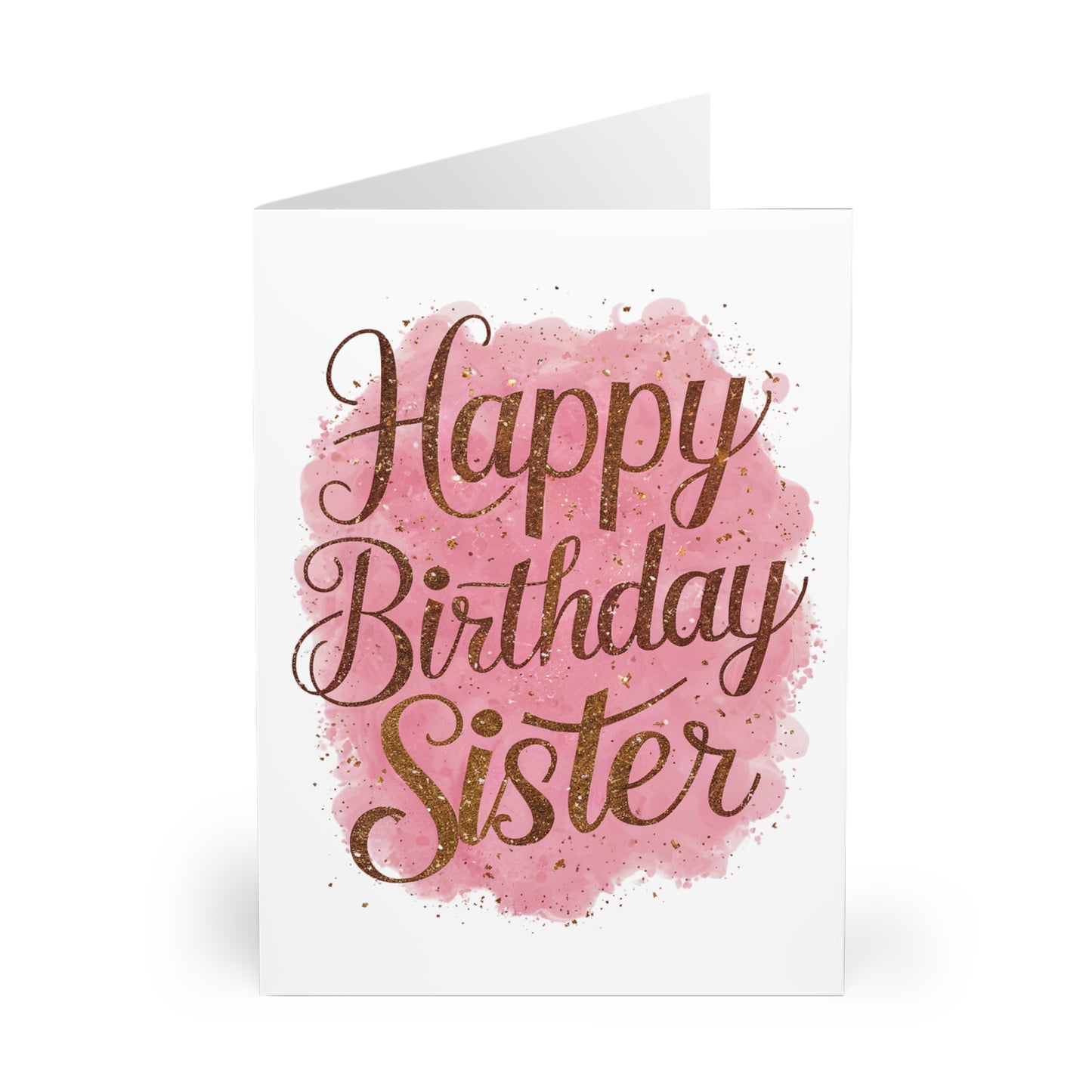 Front Happy Birthday Sister Pink Gold Birthday Card