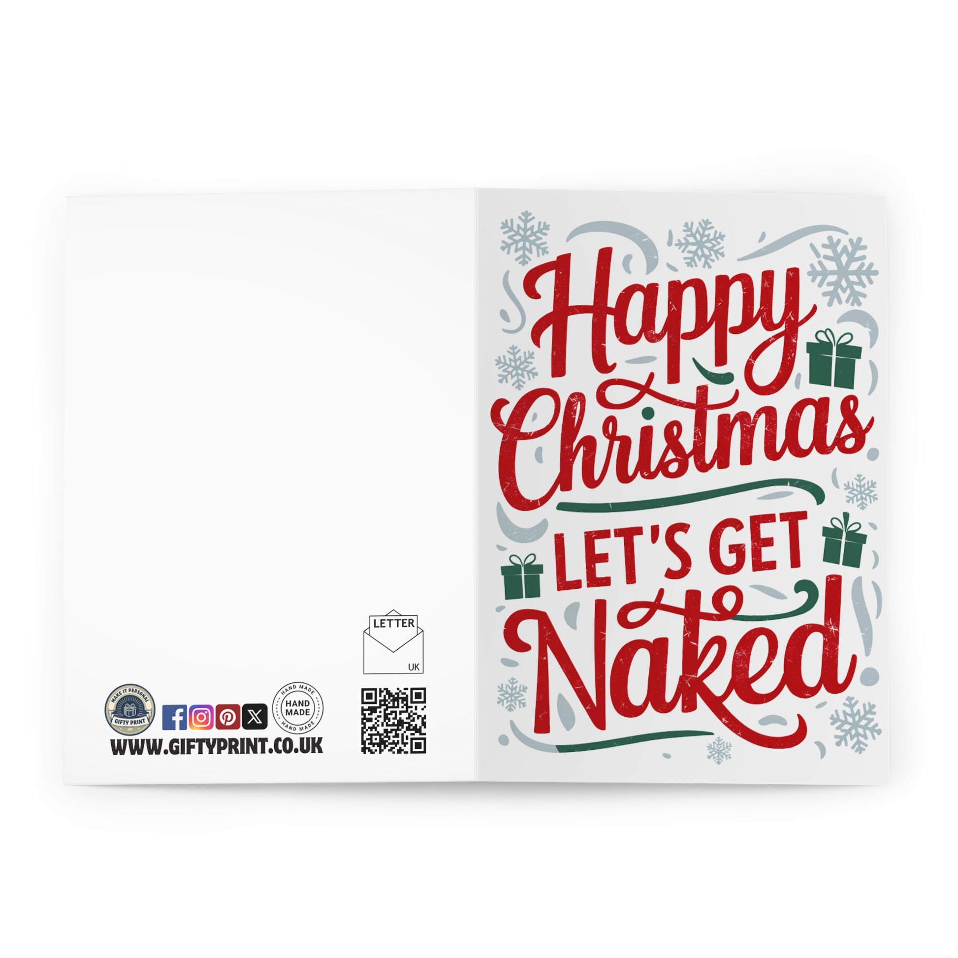 Open Happy Christmas Let's Get Naked Christmas Card