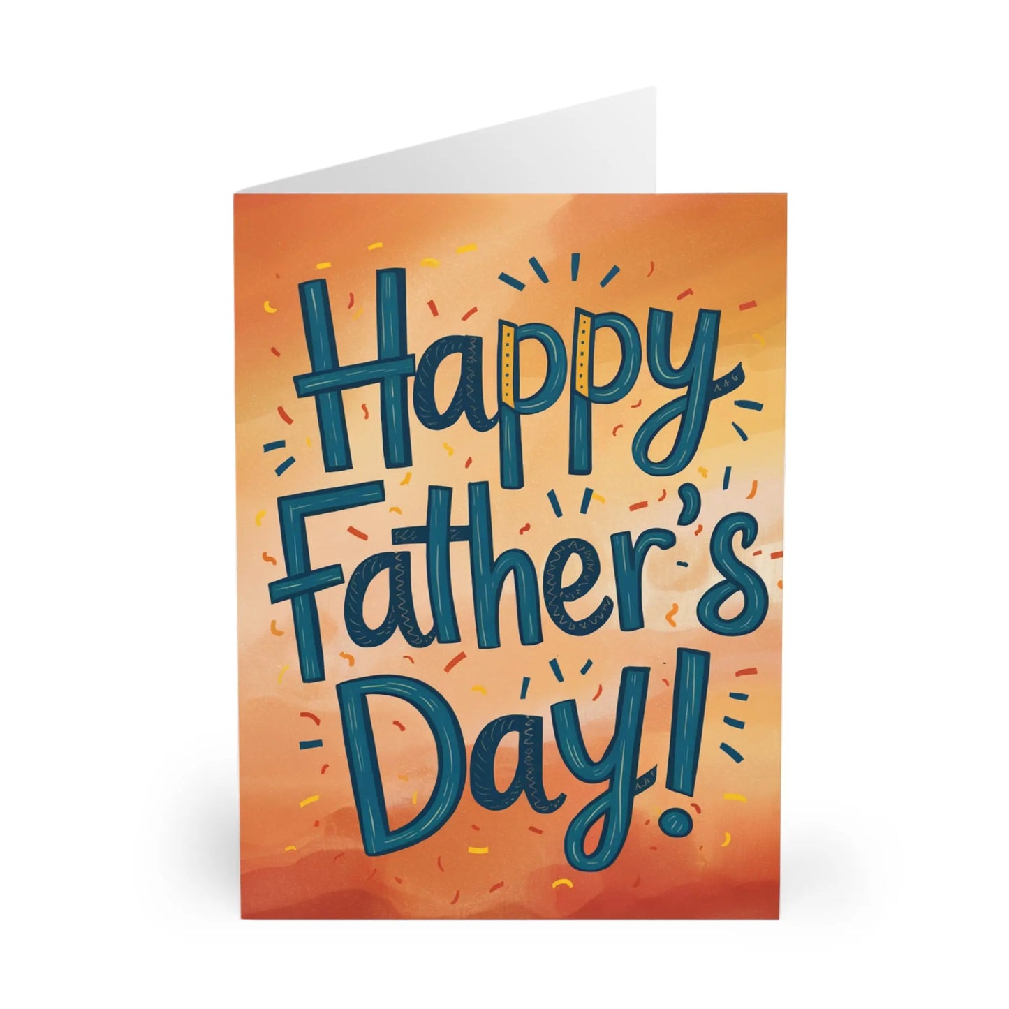 front of Fathers Day Card Happy Fathers Day Orange Text