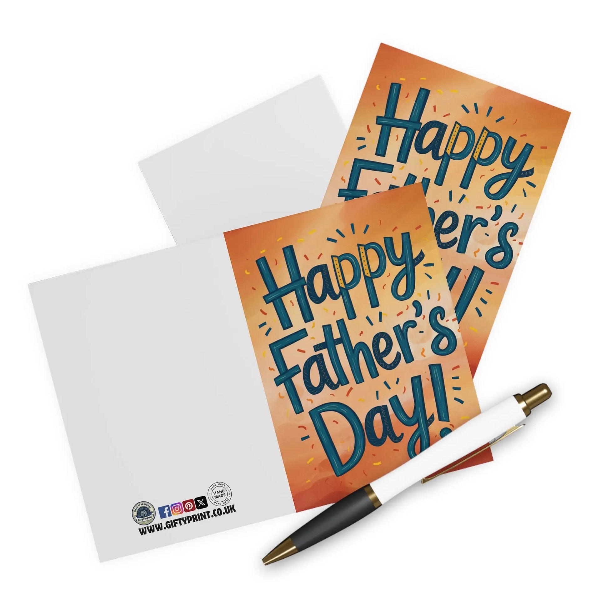 context View Fathers Day Card Happy Fathers Day Orange Text