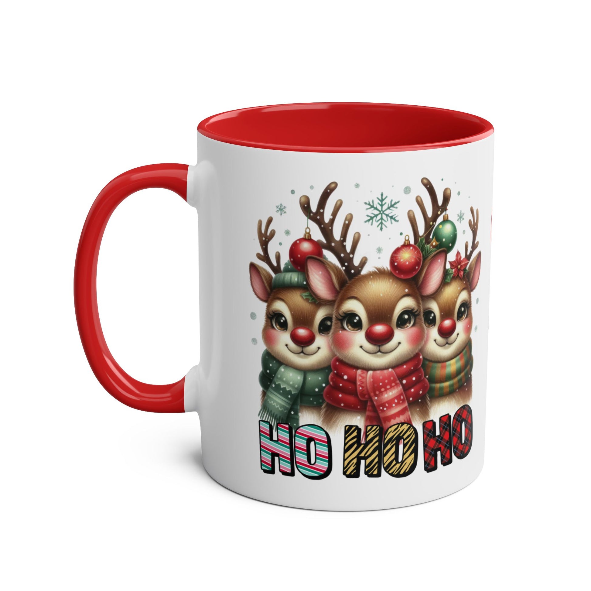 Red Christmas Deers Ho Ho Ho Personalised Christmas Mug l