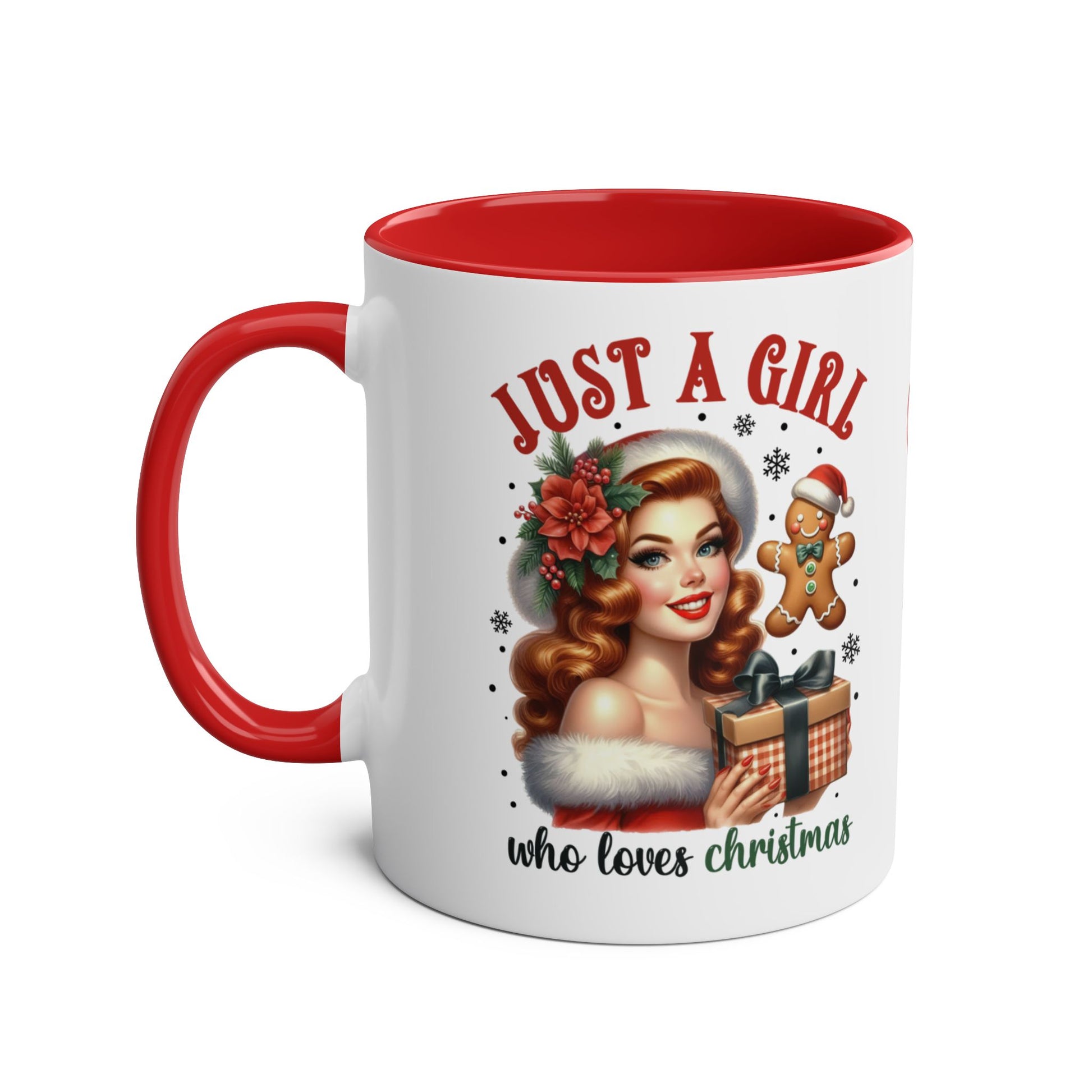 Just A Girl Who Loves Christmas Personalised Red Mug l