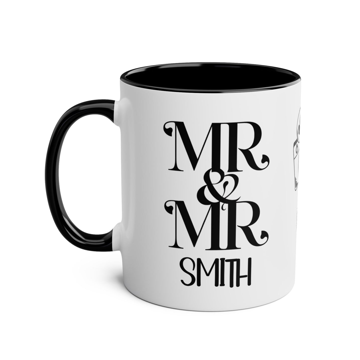 Left Personalised Mr & Mr Mugs Gay Wedding Gifts 2 Pack