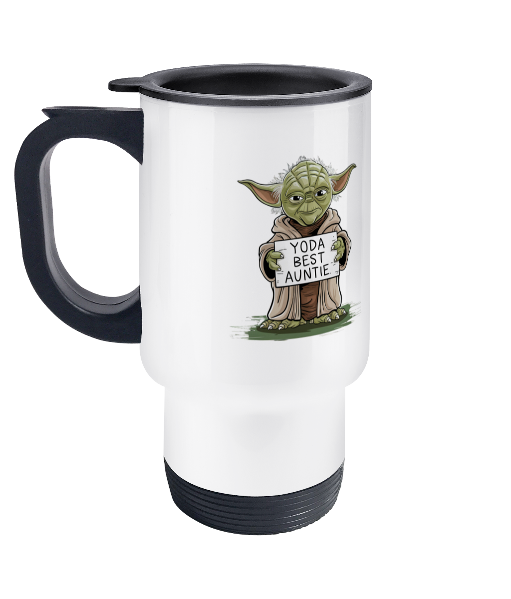 Left Personalised Yoda Best Auntie Travel Coffee Mug