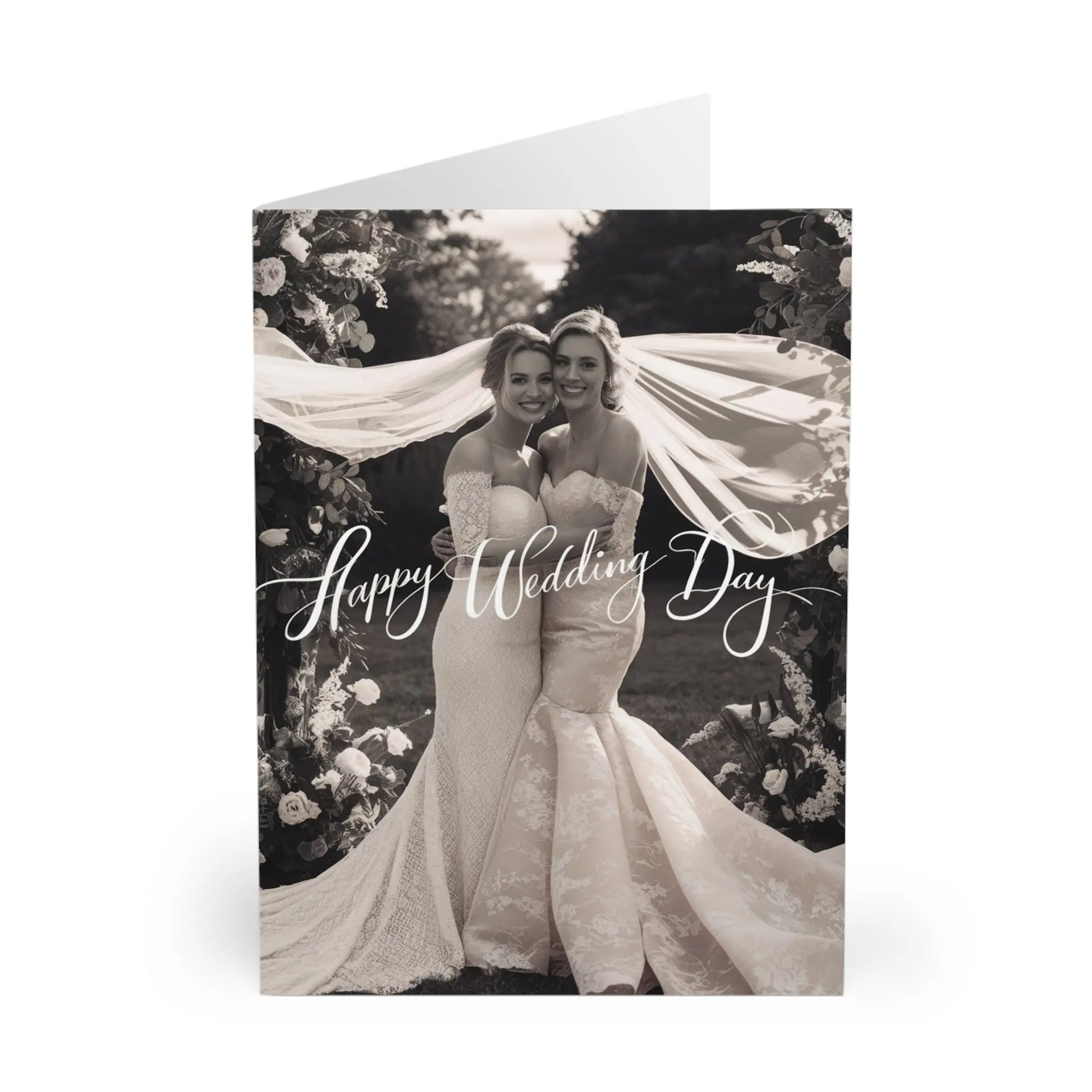 Front of Gay Wedding Brides Happy Wedding Day Card