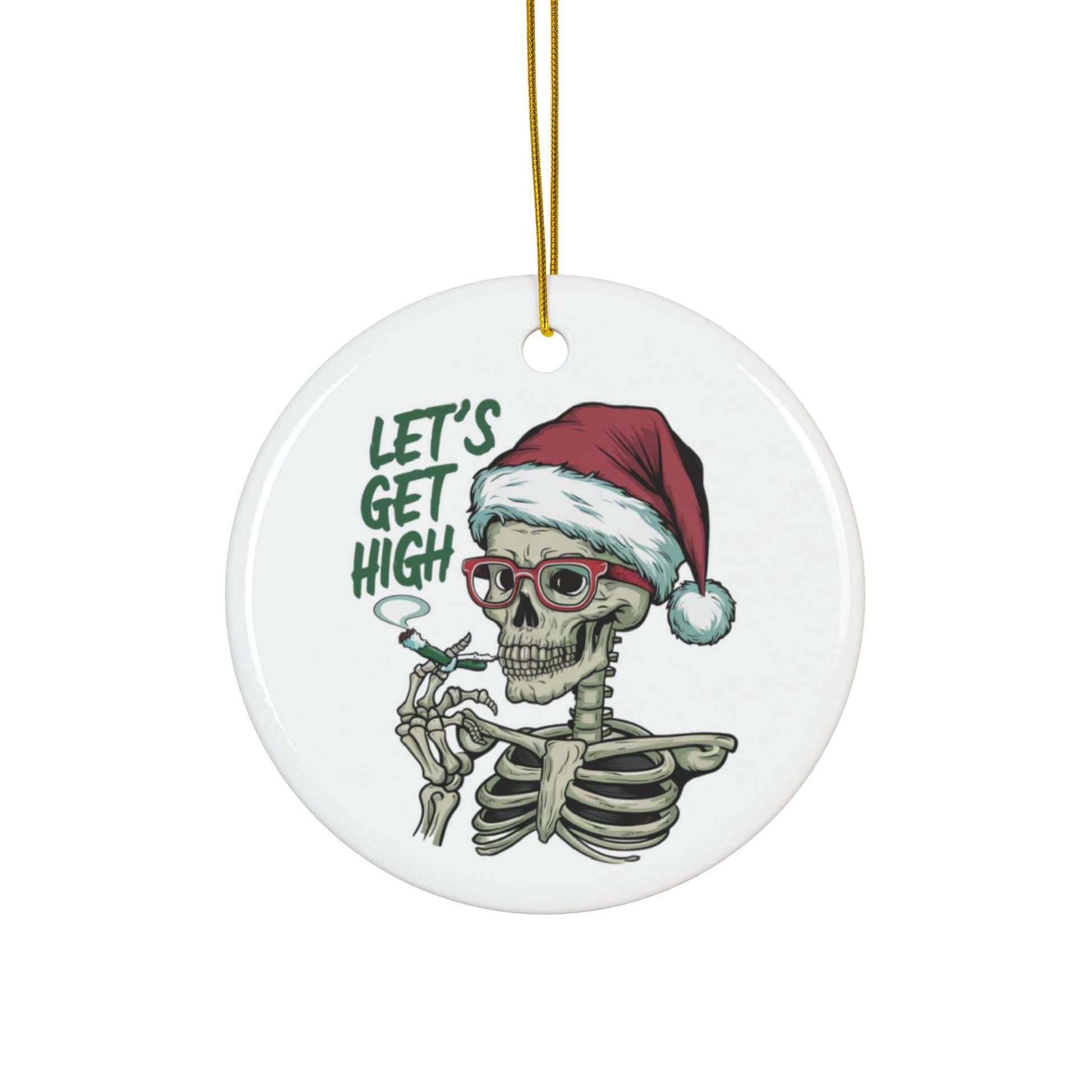 Let's Get High Santa Skeleton Christmas Tree Bauble