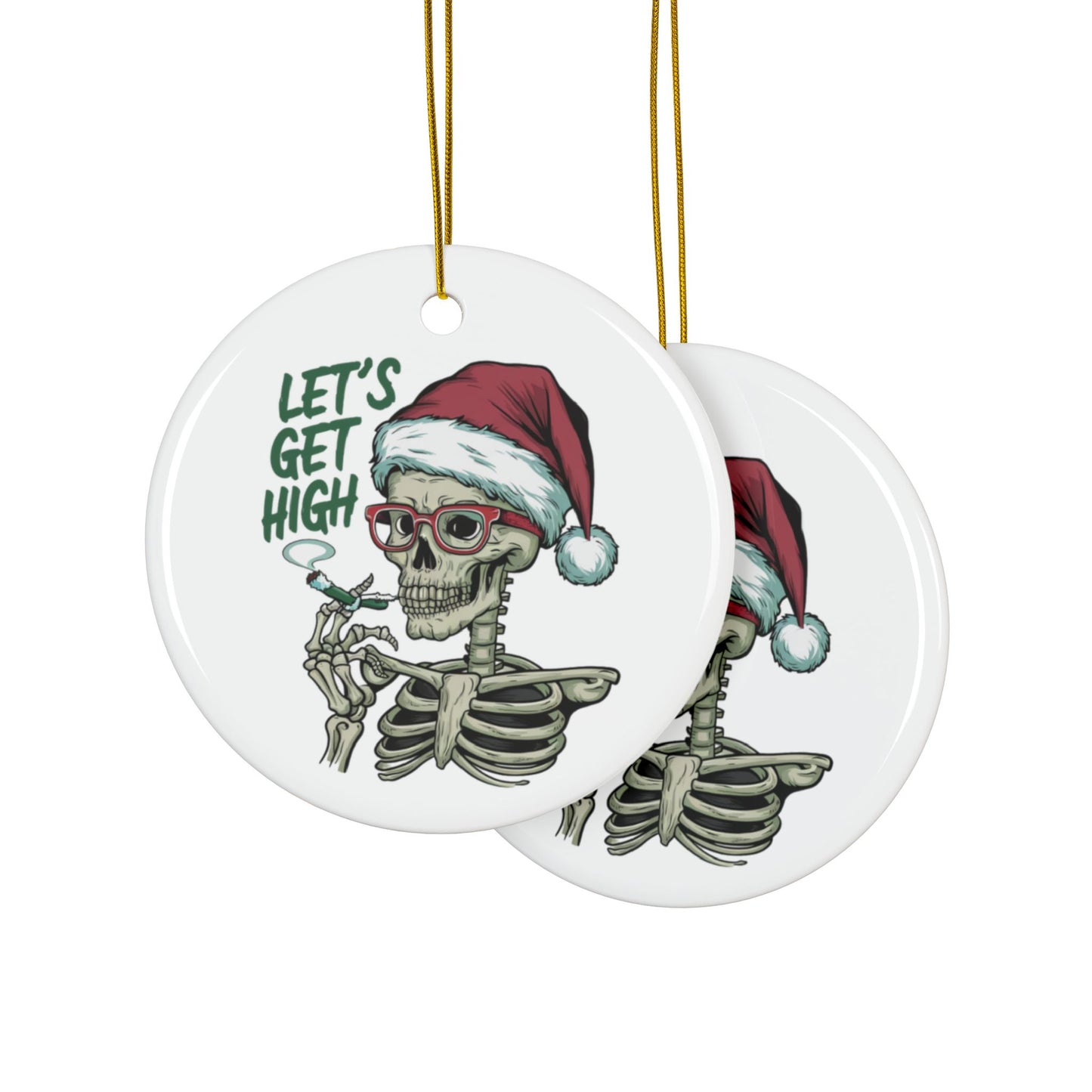 Let's Get High Santa Skeleton Christmas Tree Bauble