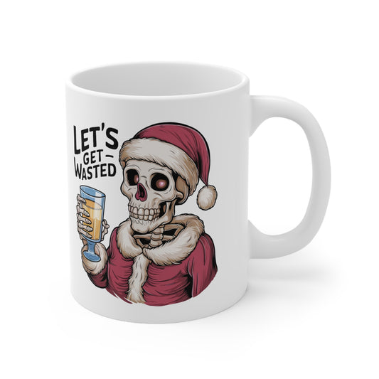 Right Let's Get Wasted Christmas Skeleton Mug